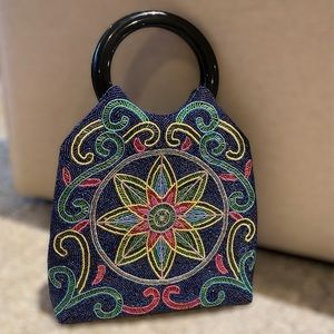 Vintage Beaded Tote Bag